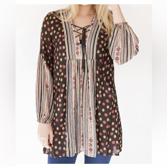 Free People Women's Rain or Shine Printed Dress -Medium - Picture 2 of 13